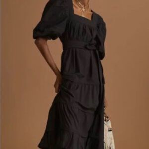 love the label black ruffle dress Anthropologie